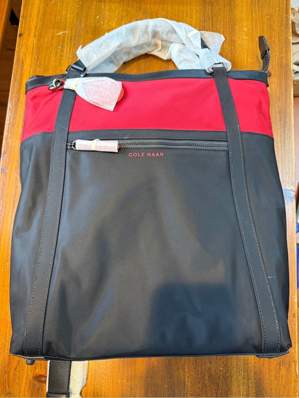 Cole Haan Two-Tone Black and Red Backpack Tote